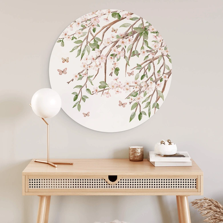 Wandbild Sir Edward - Blütenzauber im Frühling - Alu-Dibond Rund 