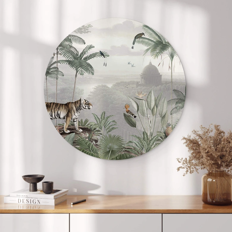 Wandbild Sir Edward - Tiger in den Tropen - Alu-Dibond Rund 