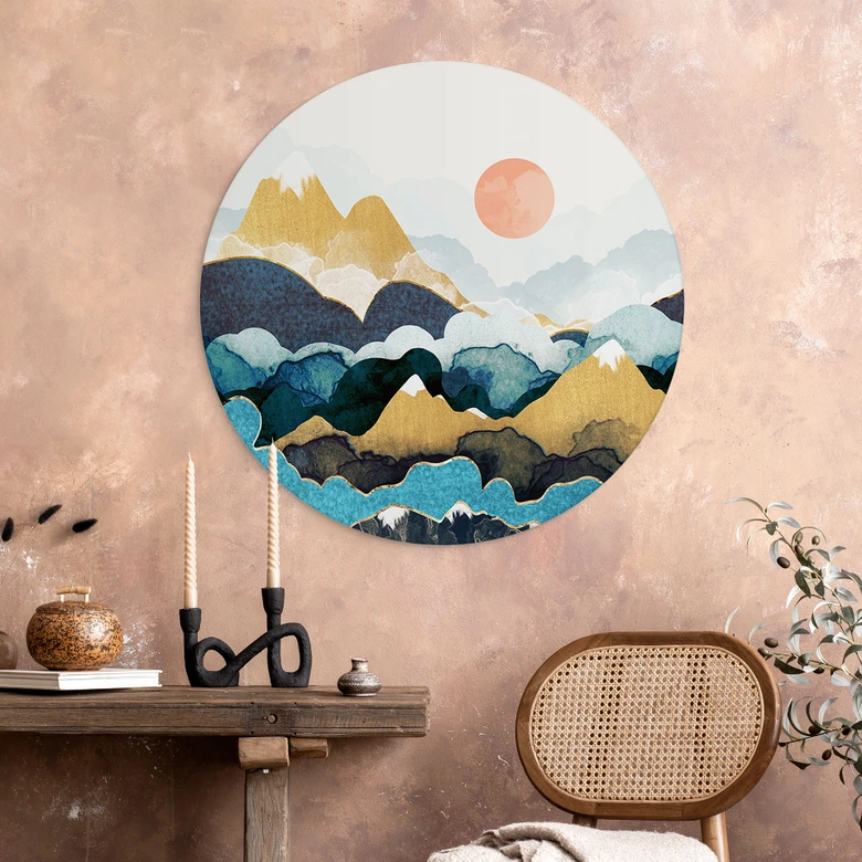 Dibond Wanddecoratie Bergtop boven de wolken - SpaceFrog Designs 