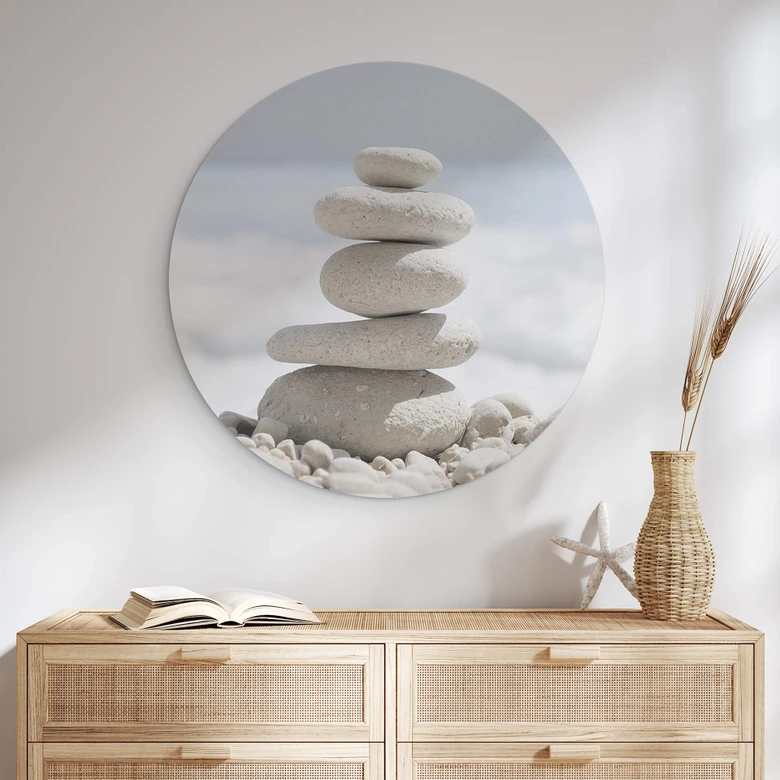 Wandbild Steine am Meer - Alu-Dibond Rund 