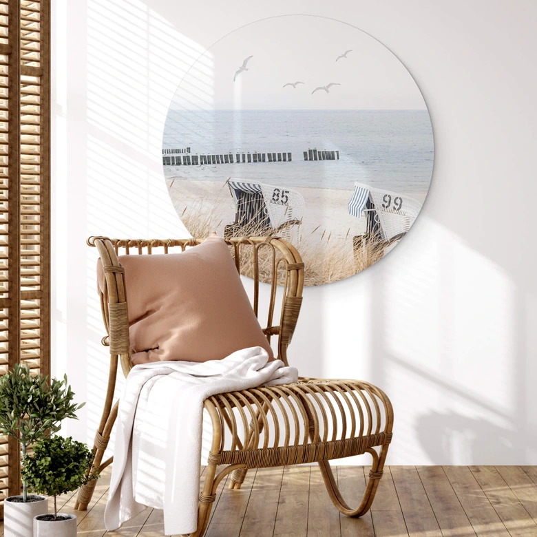 Wandbild Strand mit Meerblick - Alu-Dibond Rund 