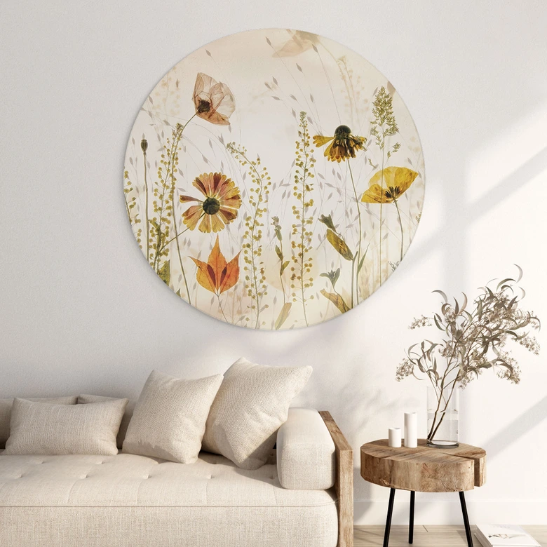 Wandbild Wilde Wiesenblumen im Sonnenlicht - Talen - Alu-Dibond Rund 