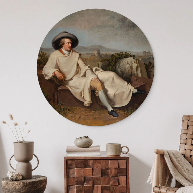 Wandbild Tischbein - Goethe in der römischen Campagna - Alu-Dibond Rund 