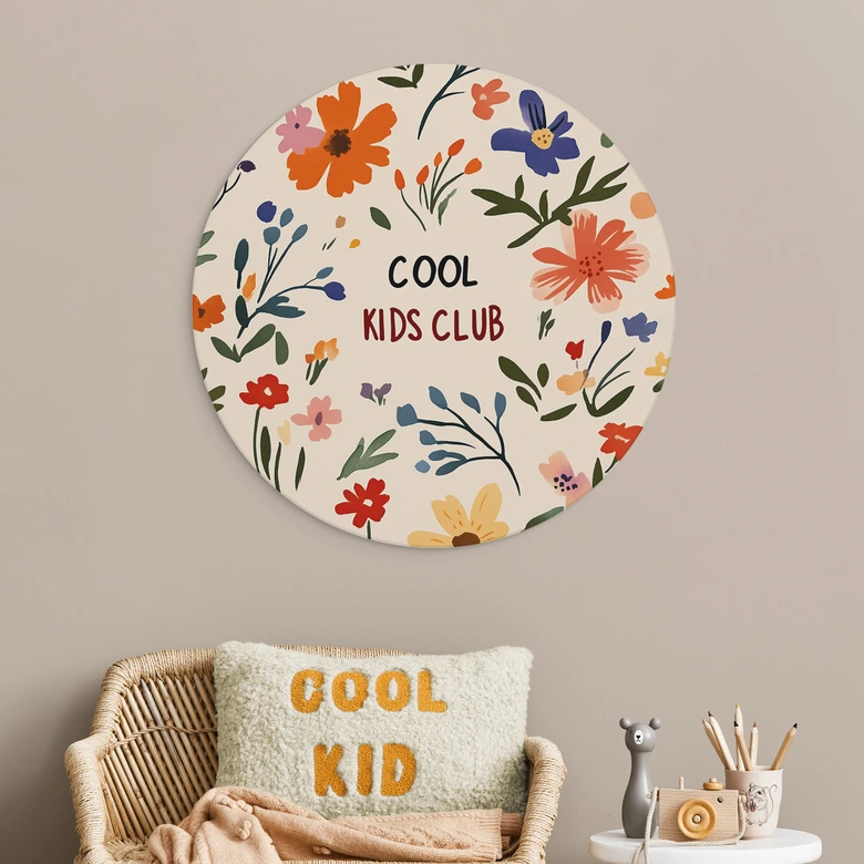 Wandbild Cool Kids Club Bunte Blumen - Treechild - Alu-Dibond Rund 