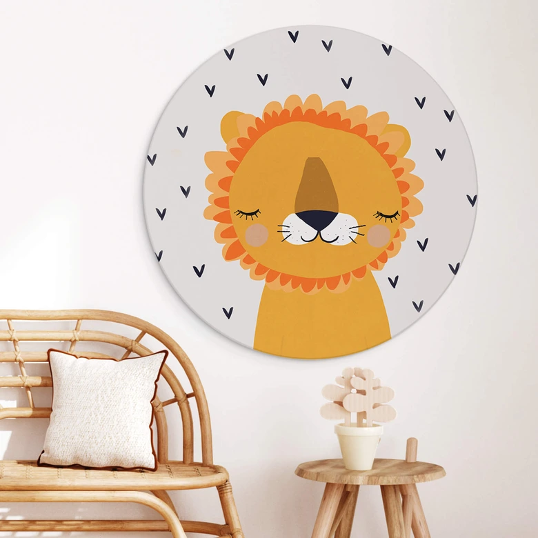 Tableau sur alu-Dibond rond Treechild - Little Lion 