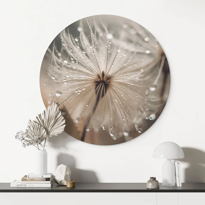 Wandcirkel Paardenbloem in ochtenddauw - Treechild 