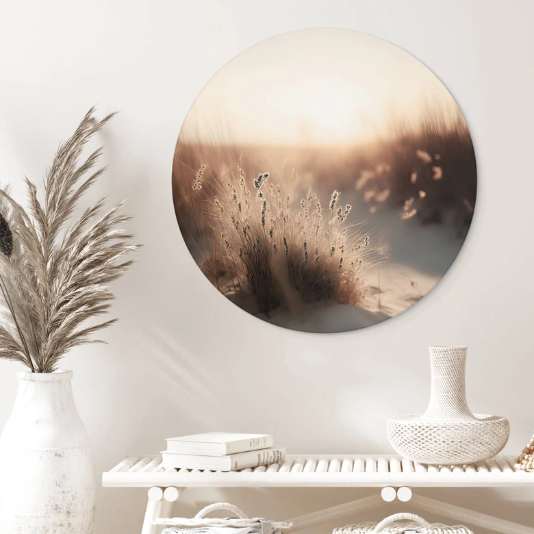 Rundes Wandbild Treechild - Sonnenuntergang über den Dünen - Alu-Dibond 