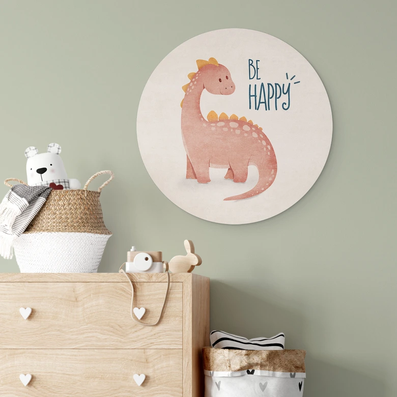 Wandbild Dino Be Happy - Brachiosaurus - Tunaboylu - Alu-Dibond - Rund 