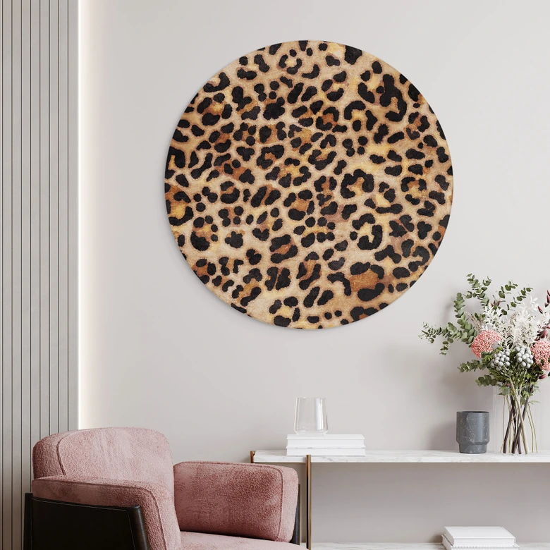 Wandbild Wilder Leopard - Animal Print - Tunaboylu - Alu-Dibond Rund 