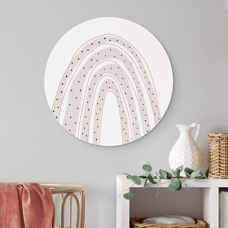 Wandbild uplusmestudio - Regenbogen mit Punkten - Alu-Dibond Rund 