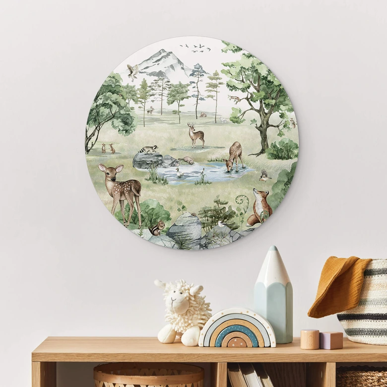 Alu-Dibond Kikki Belle - Wald der Rehe - Rund 