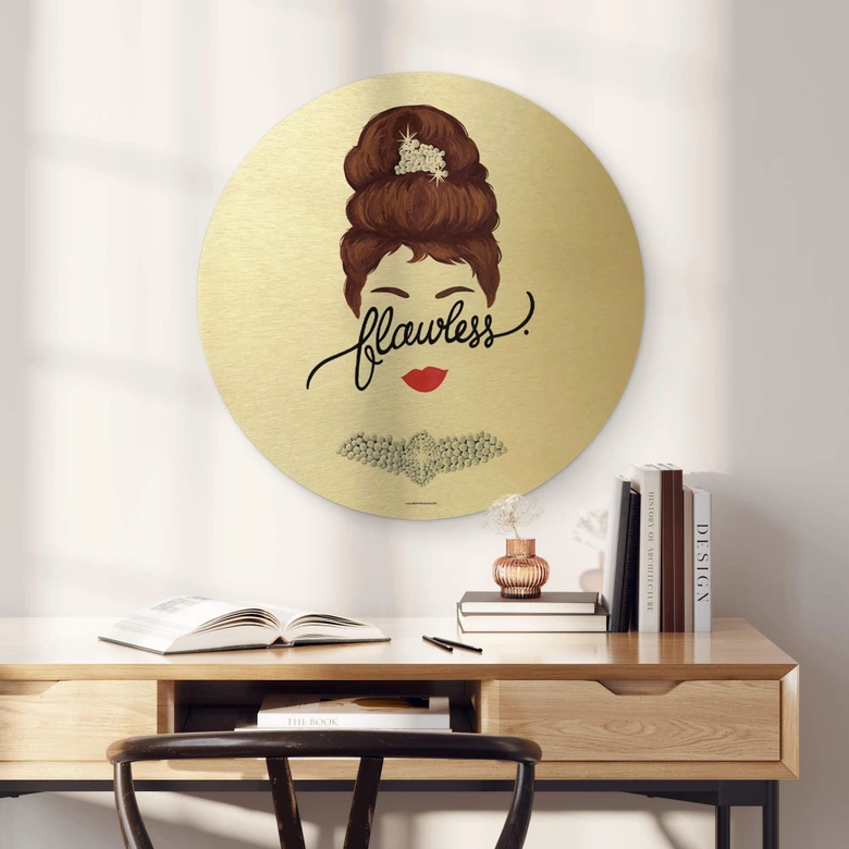 Wandbild Tohmé - Flawless Audrey - Alu-Dibond mit Goldeffekt Rund 