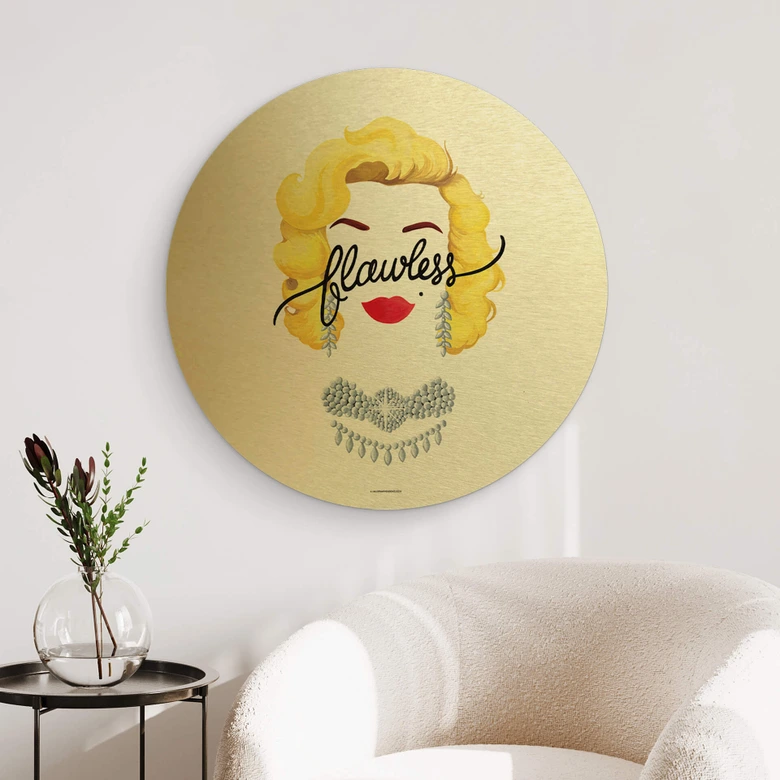 Alu-Dibond mit Goldeffekt Tohmé - Flawless Marilyn - Rund 