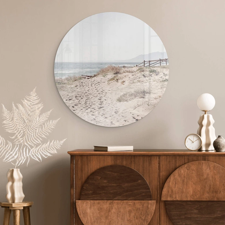 Glasbild 1X Studio - Strandaufgang an den Dünen - Rund 