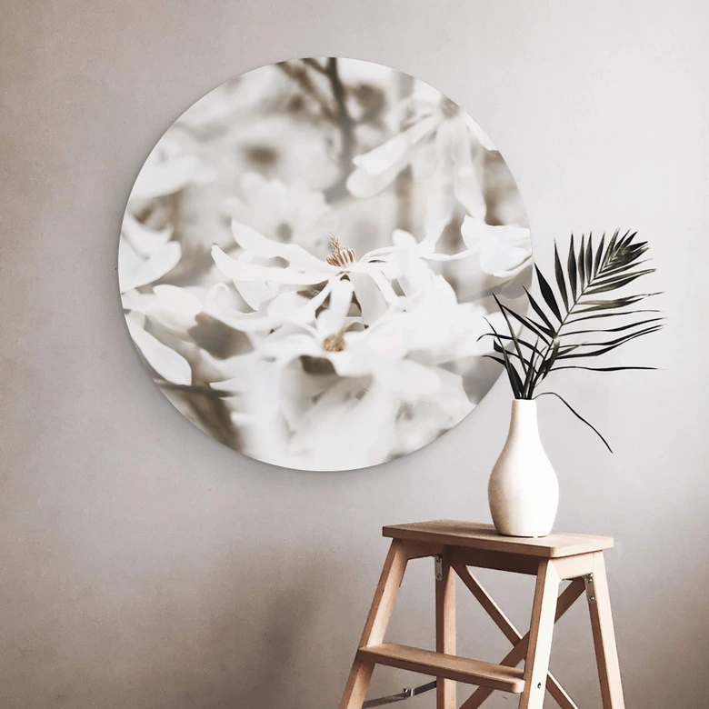 Tableau sur verre Annie - Jasmin - Rond 