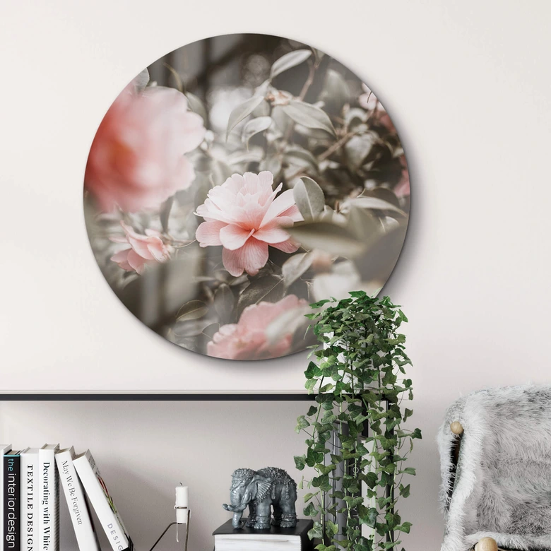 Glasbild Annie - Rosenblüte - Rund 