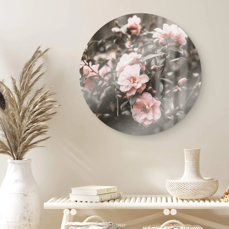 Glasbild Annie - Rosenstrauch - Rund 