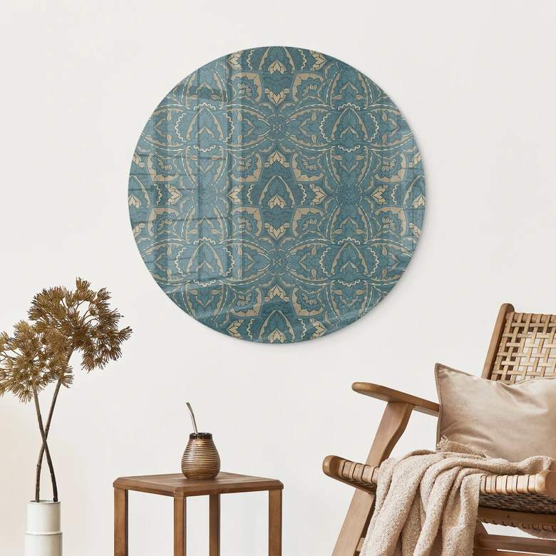 Glasbild Vintage Mandala in Türkisgold - Bloomery Decor - Rund 