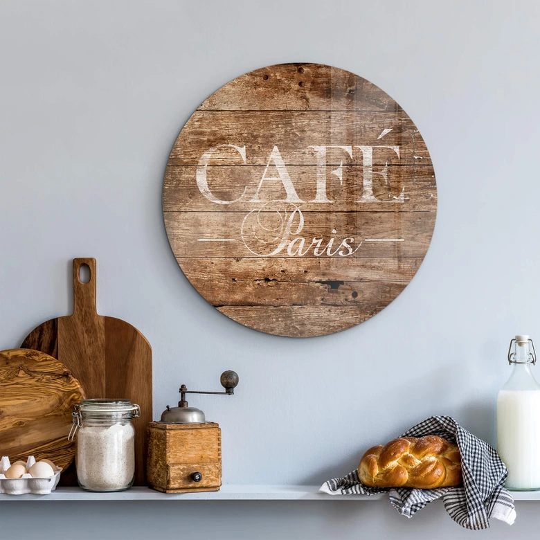 Glasbild Café Paris - Rund 