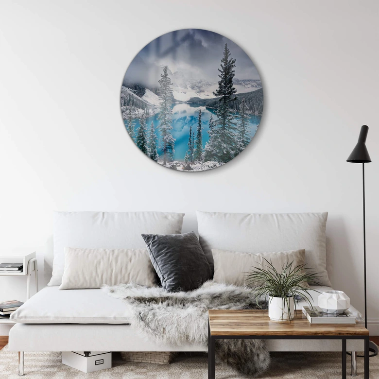 Glasbild Cole - Kalter Seeblick - Rund 