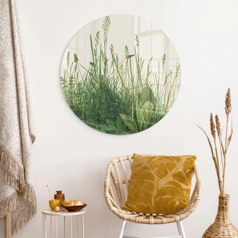 Glasbild Dürer - Das große Rasenstück 