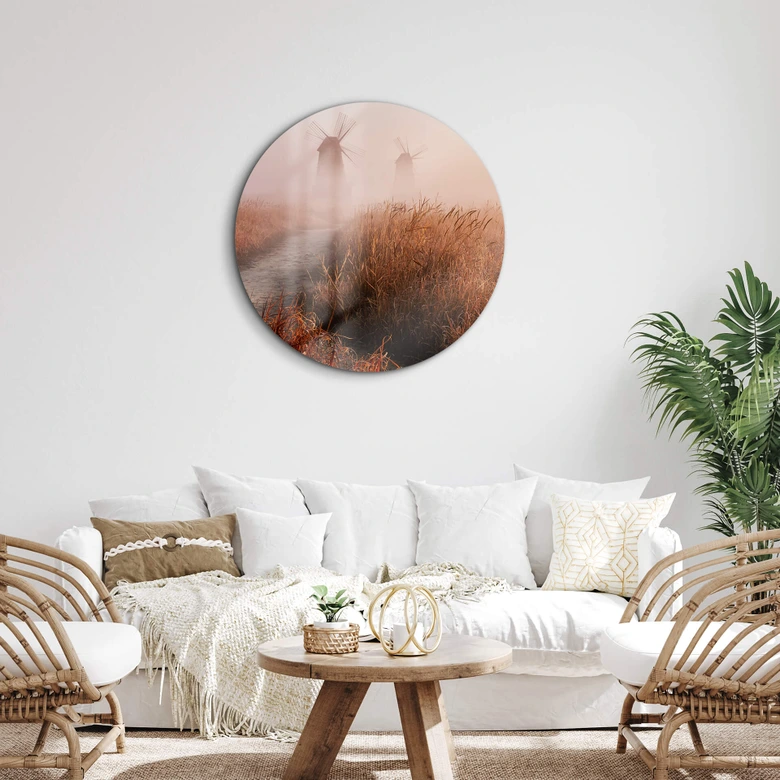 Glasbild Eom - Nebliger Morgen - Rund 