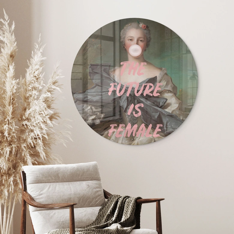 Glasbild Die Zukunft ist weiblich - Grace Digital Art - Rund 