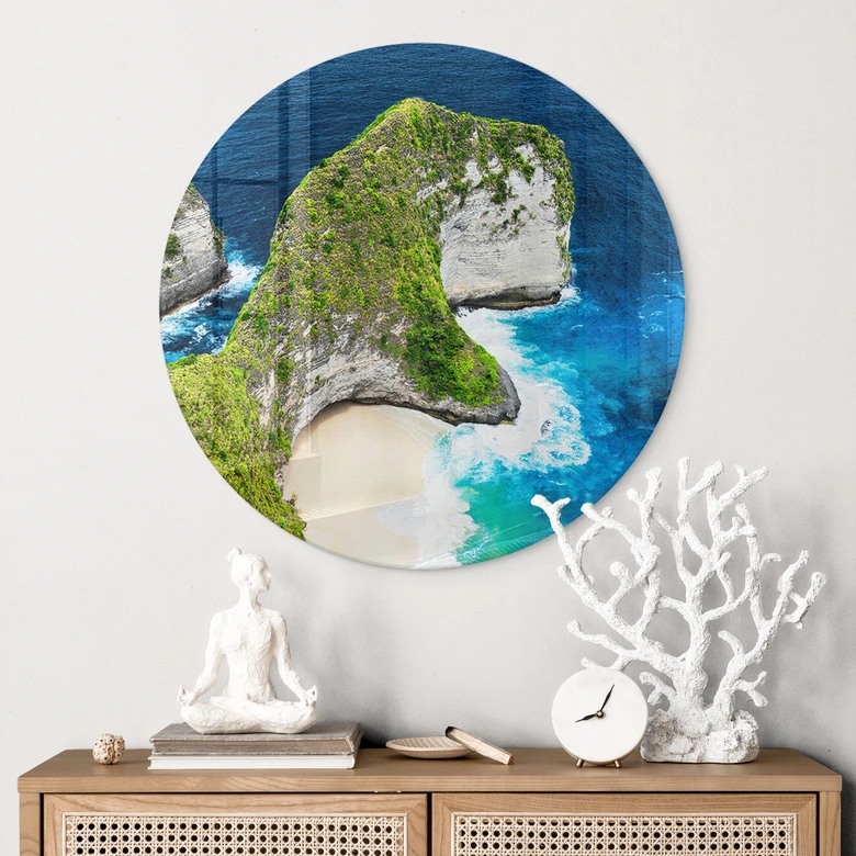 Glasbild Felsenküste von Nusa Penida - Hugonnard - Rund 