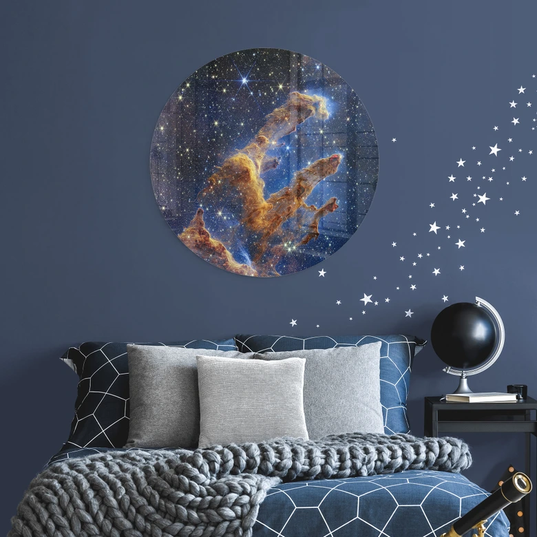 Glasbild James Webb Telescope - Pillars of Creation - Rund 