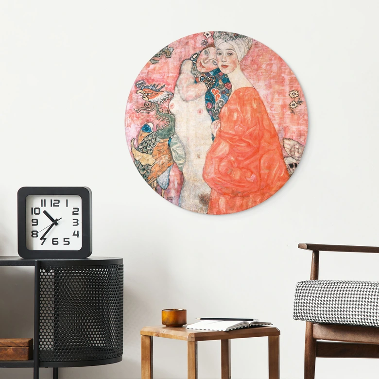 Tableau en verre Klimt - Les Amies - Rond 