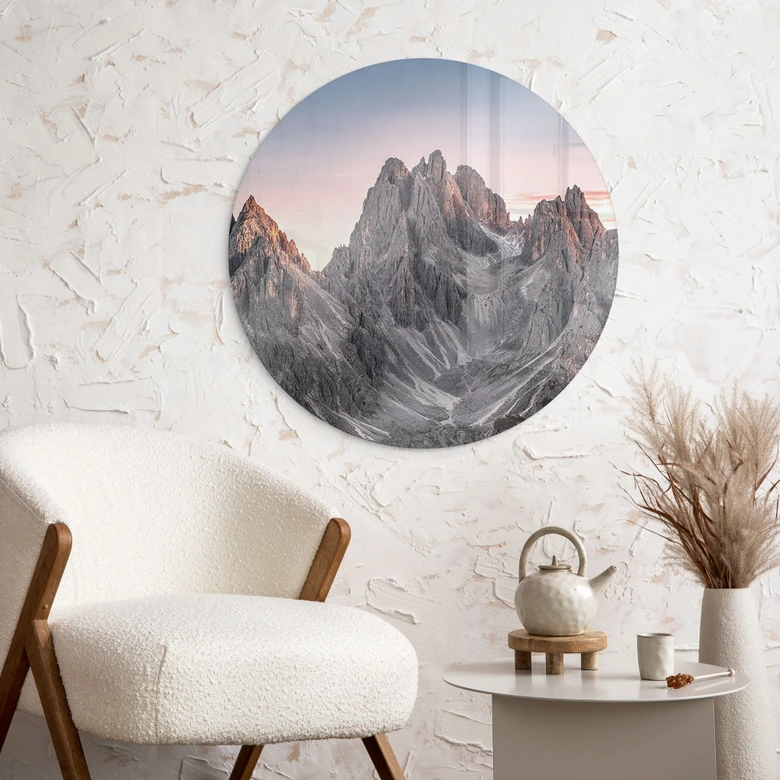 Glasbild Hohe Berge - Ling - Rund 