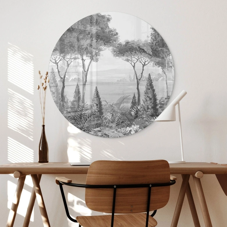 Glasbild Idyllische Pflanzenlandschaft - Ms Tiff - Rund 