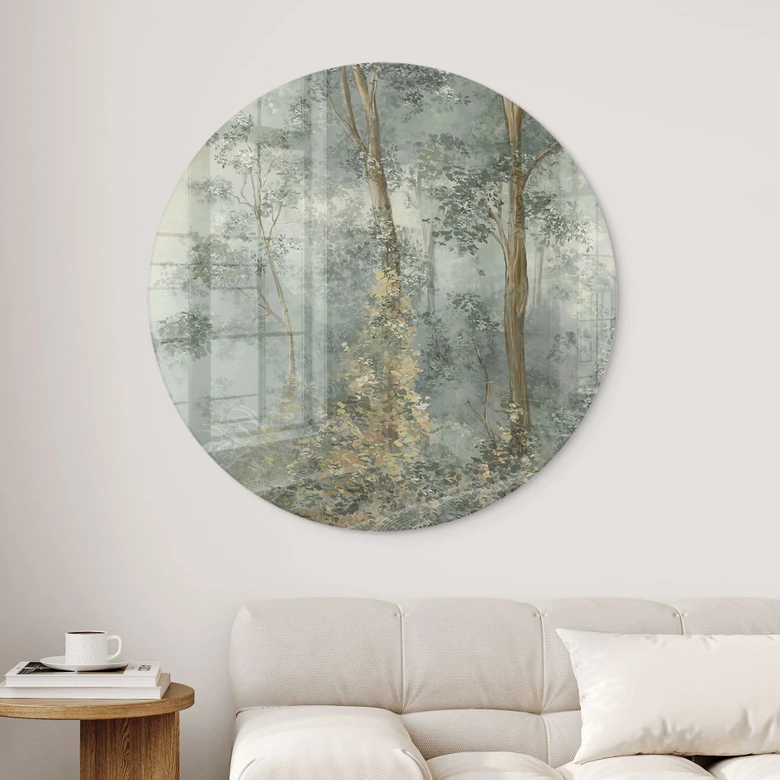 Glasbild Verwunschener Wald - Ms Tiff - Rund 