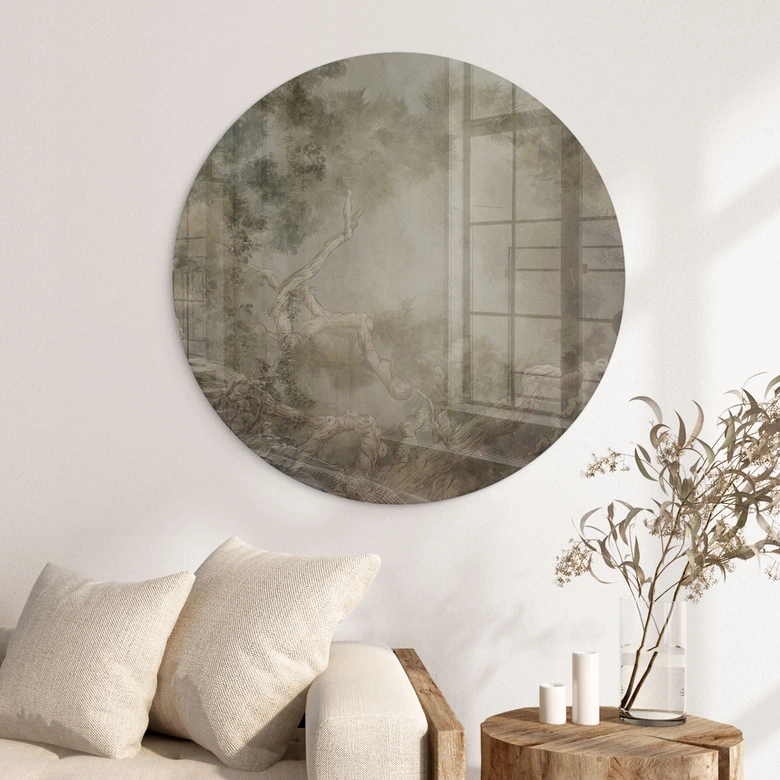 Glasbild Wald mit Blick in die Baumwipfel - Ms Tiff - Rund 