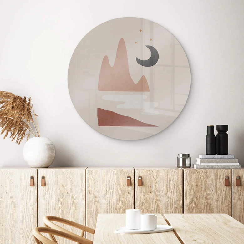 Glasbild Orara Studio - Landschaft bei Nacht - Rund 