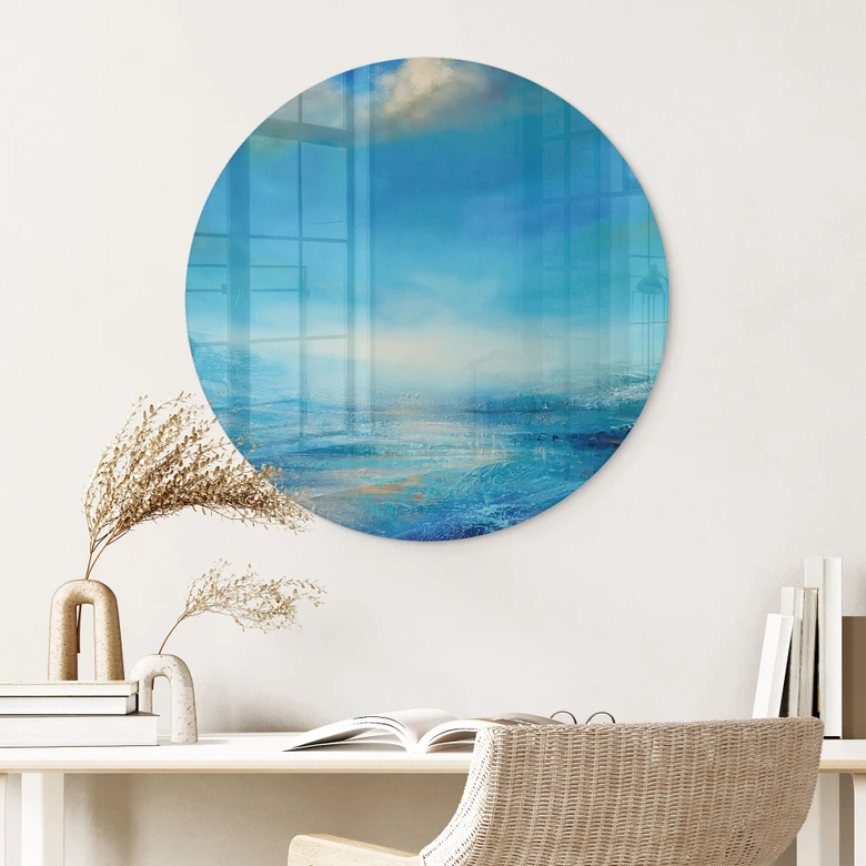 Glasbild Endlose Weite in Blau - Schmucker - Rund 