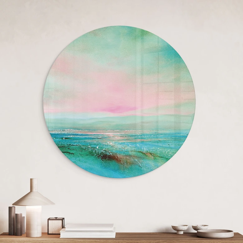 Tableau en verre Mer turquoise au crépuscule - Schmucker - Rond 