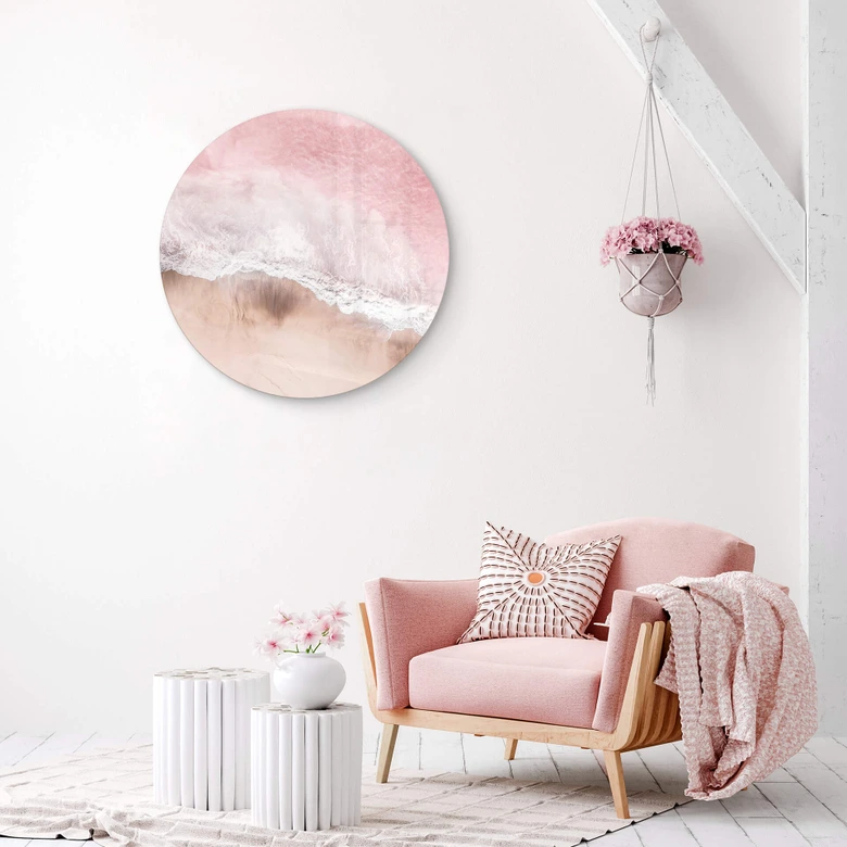 Glasbild Sisi & Seb - Pinkes Meer - Rund 