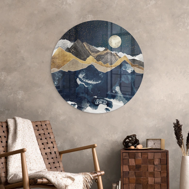 Glasbild Sternenhimmel im Winter - SpaceFrog Designs - Rund 