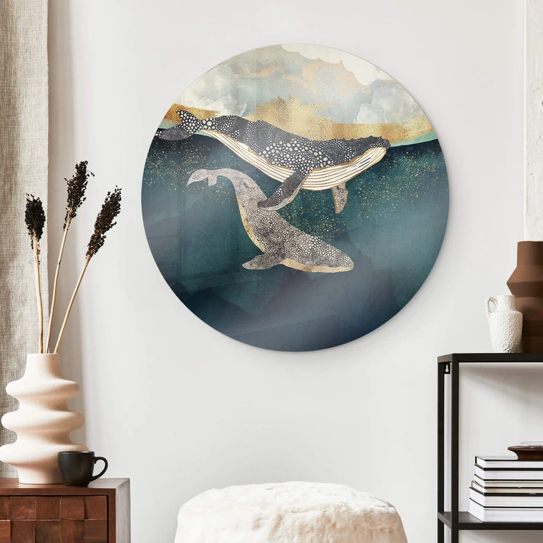 Glasbild SpaceFrog Designs - Verbundenheit - Rund 