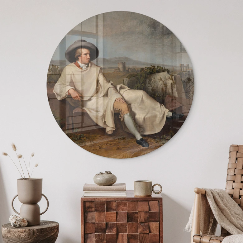 Glasbild Tischbein - Goethe in der römischen Campagna - Rund 