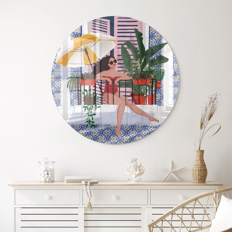 Glasbild Urlaub auf dem Balkon - Tomljanovic - Rund 