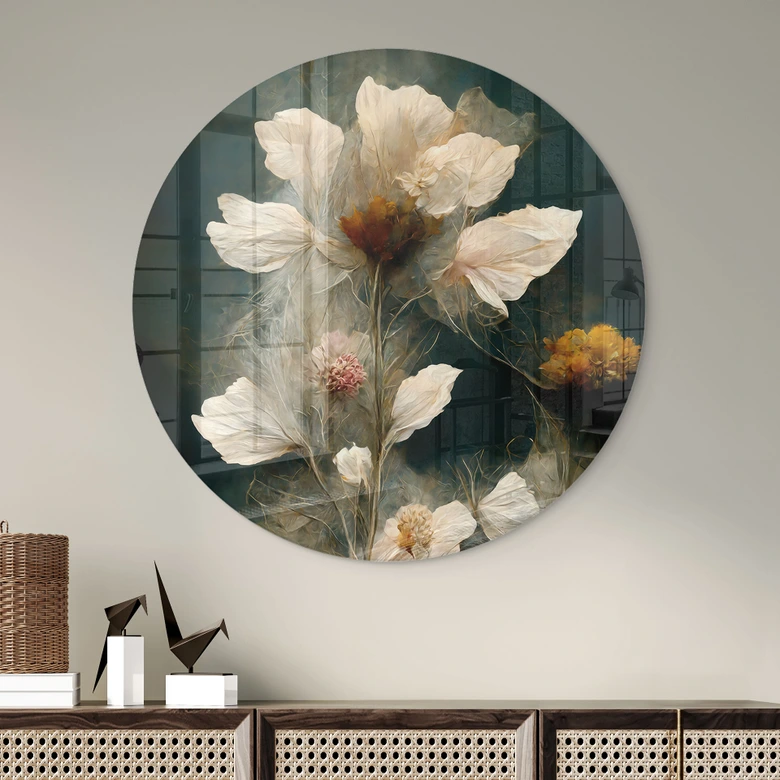Tableau en verre Fleur éphémère - Treechild - Rond 