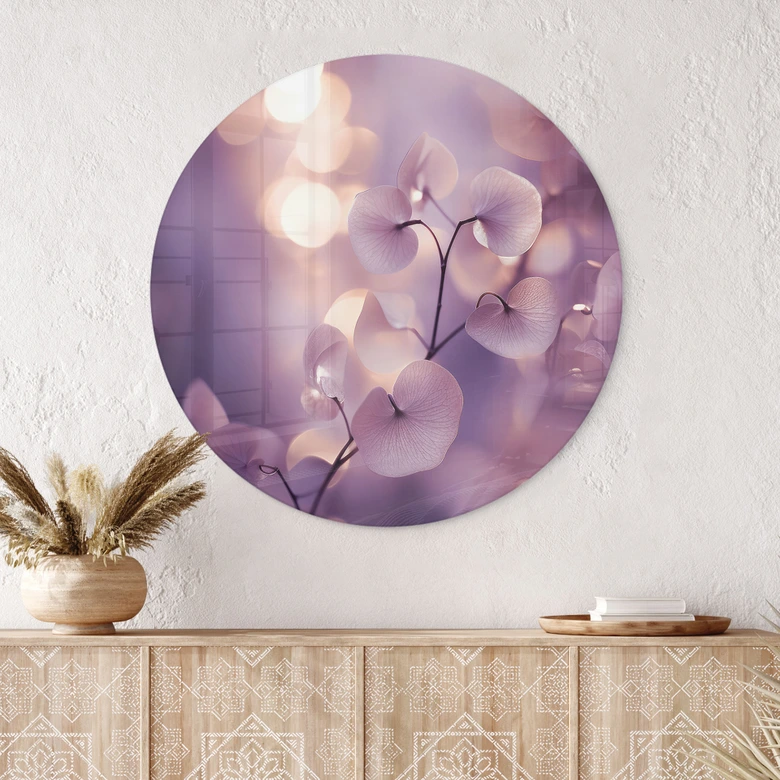 Tableau en verre Tendre orchidée en violet - Treechild - Rond 