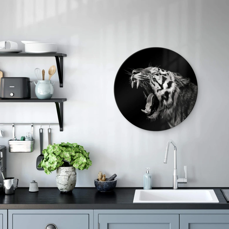 Glasbild Meermann - Der Tiger - Rund 