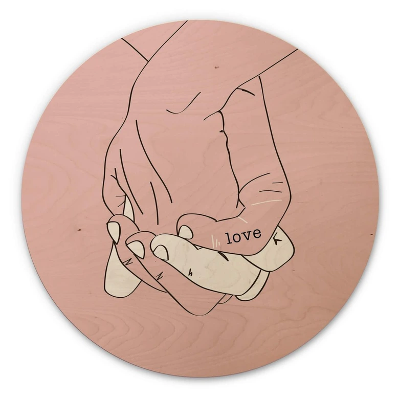 Wandcirkel Hout Kubistika - Hand in Hand 