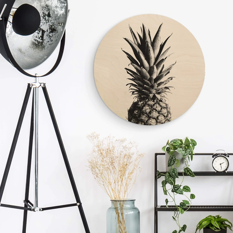 Holzbild 1X Studio - Ananas - Rund 
