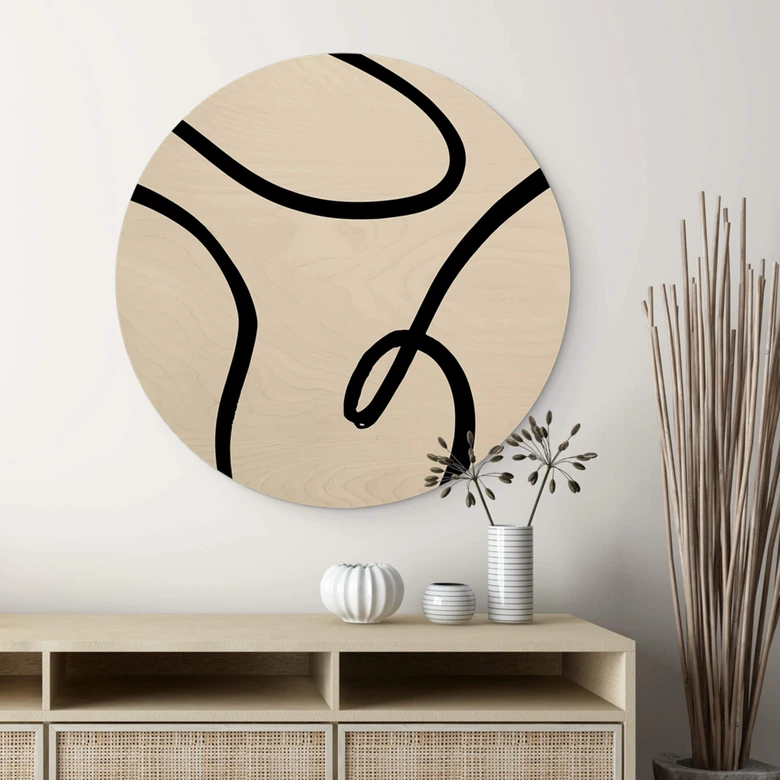 Tableau sur bois rond 1X Studio - Abstraction curviligne 
