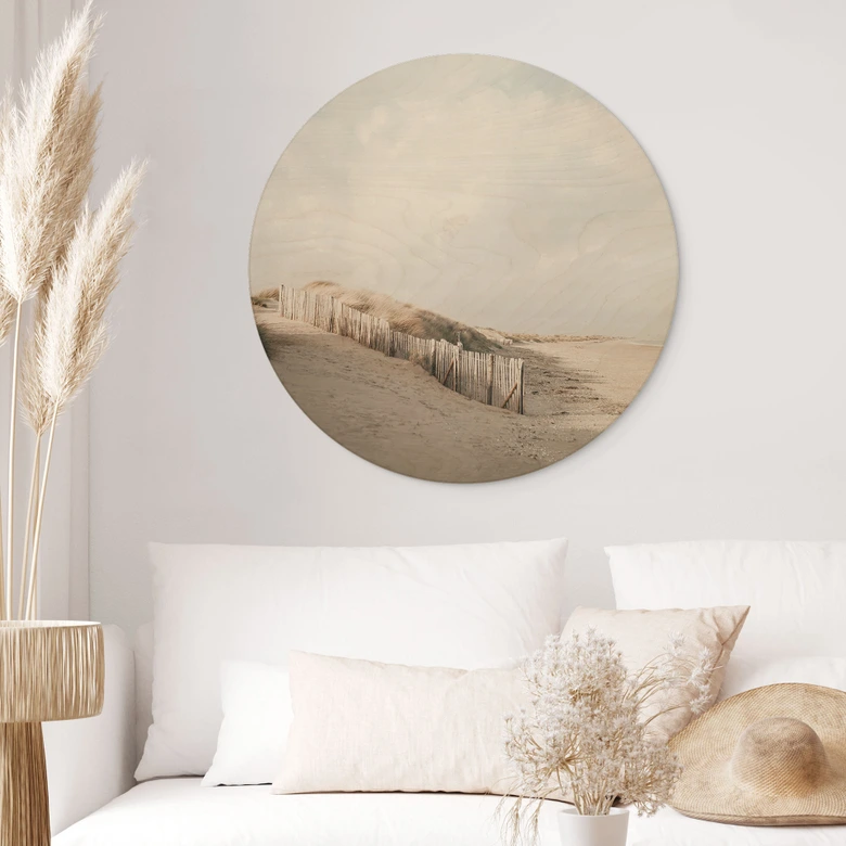 Tableau sur bois Paysage de dunes de la mer du Nord - Annie - Rond 