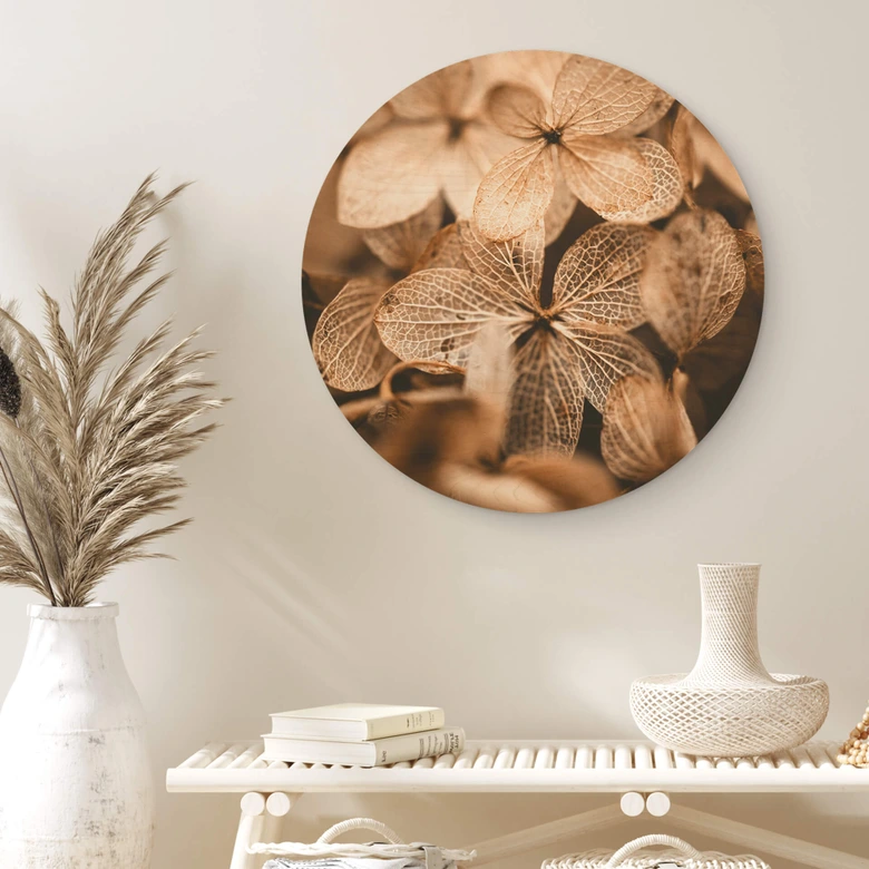 Tableau sur bois Annie - Fleurs délicates - Rond 